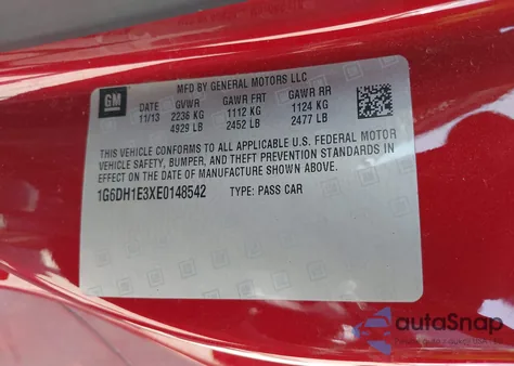 2014 Cadillac Cts Premium из США, поврежденный, VIN 1G6DH1E3XE0148542